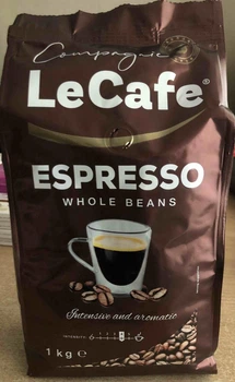 Кава в зернах LECafe Espresso Темно-середня обсмажка 1кг (КЗ-000113)