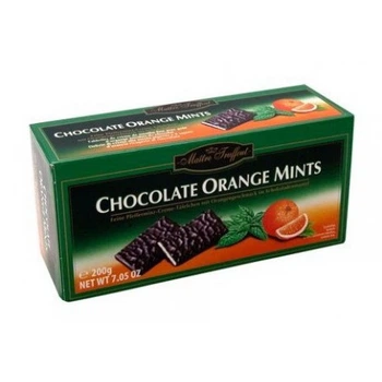 Шоколадні цукерки Chocolate Mints Orange Чорний шоколад з м'ятно-апельсиновою начинкою 200г (ШЦ-00040)