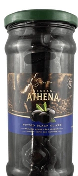 Маслины ATHENA черные без косточки крупные 360г стеклянная банка (ОЧ-00016)