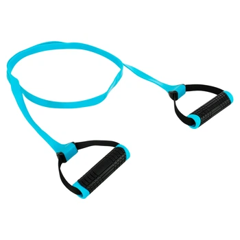 Еспандер стрічковий з ручками LiveUp LP8407 EXERCISE BAND (TPE, розмір 1300х24х3,4 мм, ручка PP, навантаження 30LB, синій)