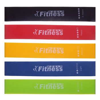 Набір гумок для вправ стрічки опорів 5шт LOOP BANDS World Fitness (латекс, 600x50мм, товщ. -0,35мм, 0,5мм, 0,7мм, 0,9мм, 1,1мм) (FI-2184)