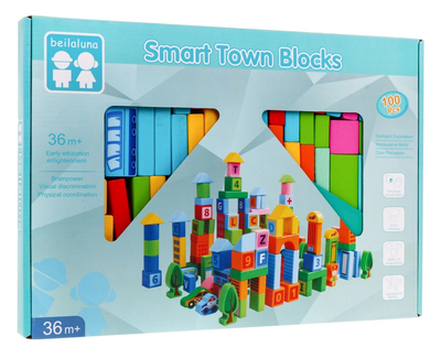 Klocki drewniane Miasto Zabawa w budowanie 100 elementów ZDR.BLLN-3409 (5903864955316)