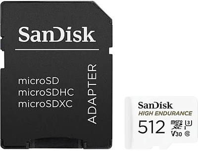 Карта памяти SANDISK High Endurance microSDXC 512GB UHS-I U3 V30 + SD-адаптер (SDSQQNR-512G-GN6IA)