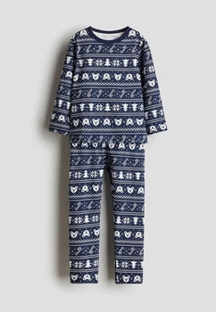 Пижама (кофта и штаны) синяя новогодняя H&M 92 (400011975)