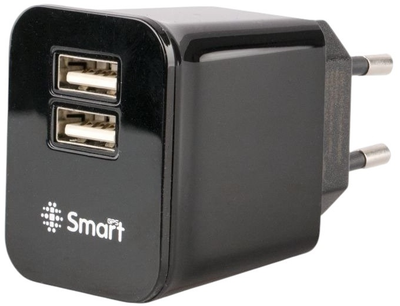 Мережевий зарядний пристрій SmartGPS Dual USB 2.1 A LSI01 Чорний (5905279820531)