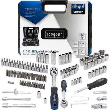 Набор инструментов Scheppach SCH-41082-5DS 1/4" 3/8" 4-22 мм 108 предметов (СТ-00180463)