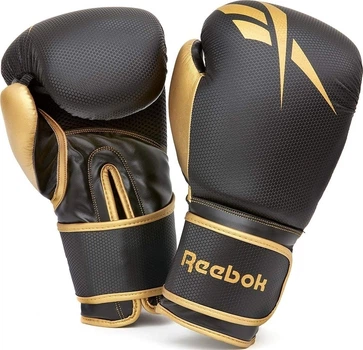 Перчатки боксерские Reebok BOXING GLOVES черно-золотые (12 унций) RSCB-11117GB-12