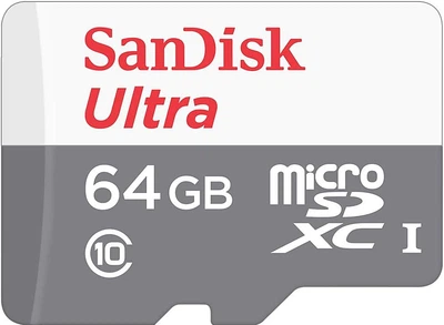 Карта памʼяті SANDISK Ultra microSDXC 64GB UHS-I U1 + SD-адаптер (SDSQUNB-064G-GN3MA)