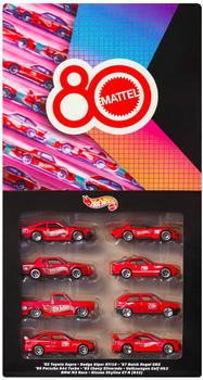 Tematyczny zestaw 8 samochodzików Hot Wheels 80 lat jazdy Mattel JGK09 (194735315796)