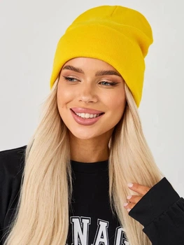 Шапка Лопата двухслойная one size унисекс Желтая
