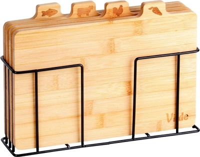Zestaw desek kuchennych Vilde bambusowych ze stojakiem 28 x 20 cm 4 szt (5904316400200)