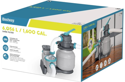 Пісочна помпа для басейнів Bestway + таблетки мультифункціональні 6056 л/год 58497 (5903890631307)