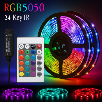 Світлодіодна LED стрічка RGB 5050 Комплект 5 метрів з пультом керування, USB