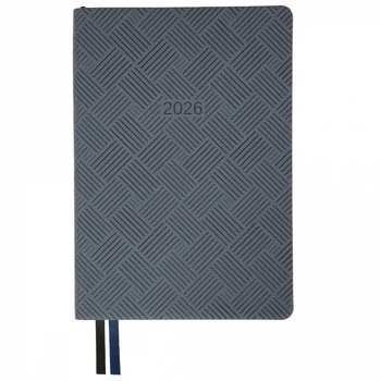 Щоденник датований 2026 Leo Planner ф. А5 "Urban", м'який, сірий, 368 сторінок