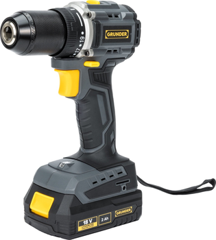 Акумуляторний дриль-шуруповерт Grunder + кутова шліфувальна машина + 2 акумулятори із зарядним пристроєм (CD-B0A18 + AG-B0118E)