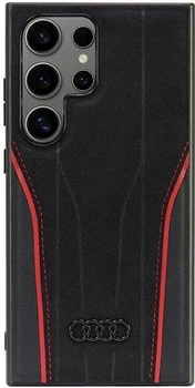 Etui Audi Genuine Leather MagSafe do Samsung Galaxy S24 Ultra (S928) Black-Red (AU-TPUPCS24U-R8/D3-RD)
