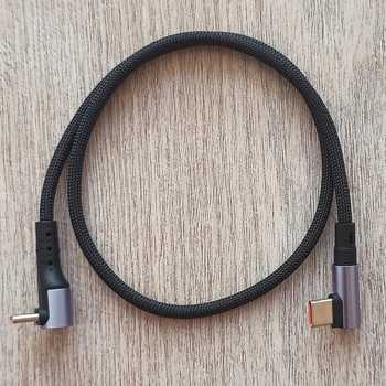 Кабель SUNROZ угловой USB Type-C M/M Fast Charge Smart Chip Black/Blue, 0,5 м (A-48890)