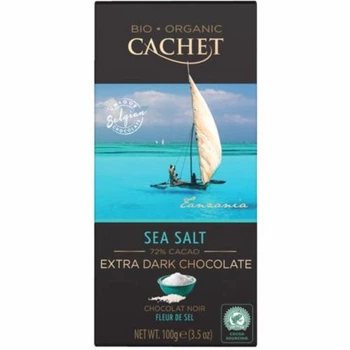 Шоколад чорний Cachet Bio Organic Extra Dark Sea Salt (72% cacao) 21364 - 90 g