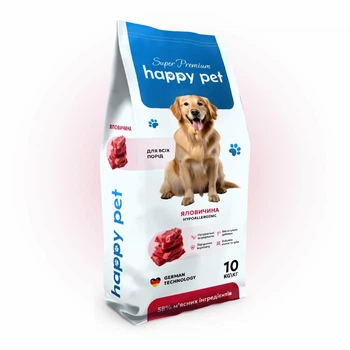 Гипоаллергенный сухой корм для собак Happy Pet с говядиной 10 кг