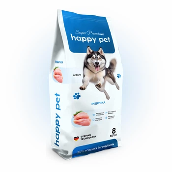 Сухой корм для активных собак больших и средних пород Happy Pet с индейкой 8 кг