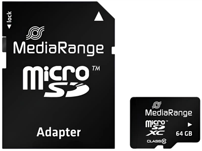 Карта памяти MediaRange microSDXC 64GB Class 10 + SD-адаптер (MR955)