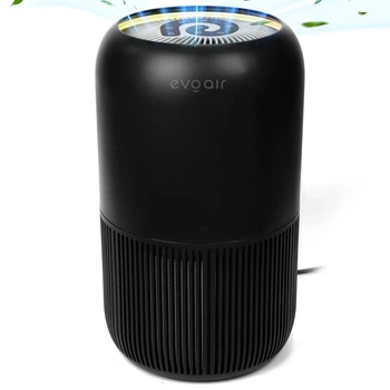 Очищувач повітря evoair YuvoSpin 20 м² Black, 170 м³/год, True HEPA, фільтр 3 в 1, попередній фільтр, активоване вугілля, Ультра - фіолетова медична лампа, 4 швидкості, таймер, нічний режим