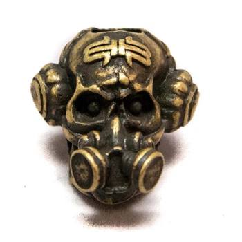 Намистина для темляка Schmuckatelli Brous Gas Mask Skull Bead - Roman Brass Oxidized