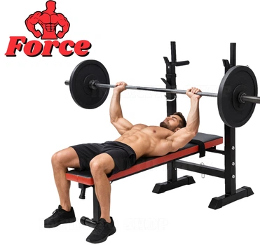 Скамья тренировочная WCG Force со стойками для штанги и брусьями (6 уровней, 5 положений спинки)