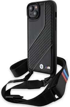 Панель BMW M Edition Carbon Stripe & Strap для Apple iPhone 15 Plus/14 Plus Black (BMHCP15M23PSCCK)