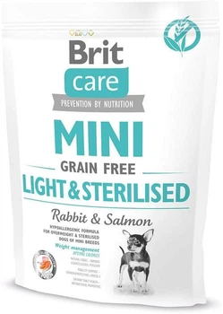 Cухой корм "Brit Care Grain" Free Mini Light and Sterilised - для взрослых собак мелких пород с лишним весом, с кроликом и лососем, 400 г (8595602521074)