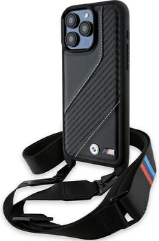 Панель BMW M Edition Carbon Stripe & Strap для Apple iPhone 15 Pro Max Black (BMHCP15X23PSCCK)