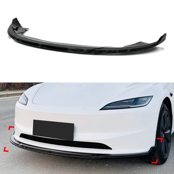 Накладка переднего бампера для Tesla Model 3 2025- ABS пластик, цвет черный глянец для Tesla Model 3 2017- (9104)