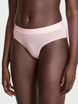 Трусики слипы женские хлопковые Victoria's Secret Logo Cotton Strappy Hiphugger 27115875 XL Розовые (34312955164617)