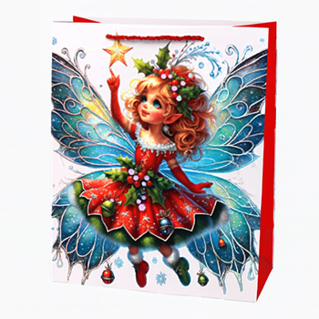Новорічний подарунковий пакет Fairy R34825-L паперовий 31х41х12 см Різнокольоровий