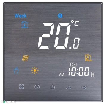 Программируемый терморегулятор In-Therm PT 003 для электрического теплого пола с сенсорным экраном серый 86x86x13,3 мм