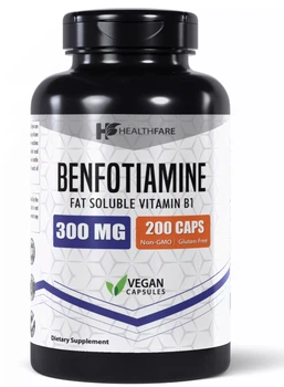 Бенфотиамин HealthFare 300 мг 200 капсул для улучшения здоровья нервной системы (жирорастворимая форма витамина B1)