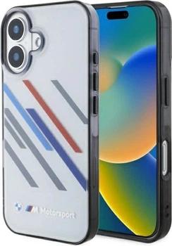 Etui plecki BMW Motosport IML Random Stripes do Apple iPhone 16 Plus Gray (BMHCP16M23HTRAG)