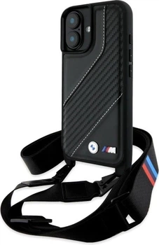 Etui plecki BMW M Edition Carbon Stripe & Strap do Apple iPhone 16 Plus Black (BMHCP16M23PSCCK)
