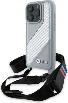 Etui plecki BMW M Edition Carbon Stripe & Strap do Apple iPhone 16 Pro Max Gray (BMHCP16X23PSCCG)