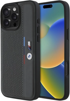 Etui plecki BMW M Perforated Tricolor Detail Line do Apple iPhone 16 Pro Max Dark Gray (BMHCP16X23PUPVA)
