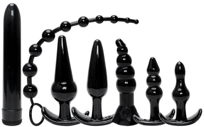 Набор анальных пробок I’MCUM Black Touch 7in1 6 пробок и вибропуля Черный (IM-KGS214)