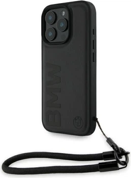Etui plecki BMW Signature Leather Wordmark Cord do Apple iPhone 16 Pro Max Black (BMHCP16X23RMRLK)