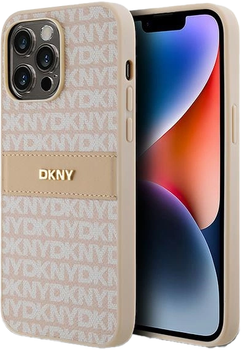 Etui DKNY Leather Mono Stripe & Metal Logo do Apple iPhone 14 Pro Max Pink (3666339260668)