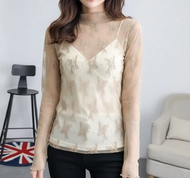 Прозора кофтинка з квітами Honey Fashion Accessories XS/S бежевий (30к022)