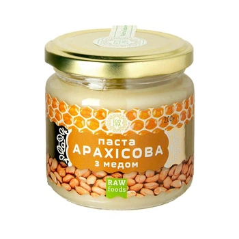 Паста з арахісу з медом упаковка 200 г (0,2 кг) тм EcoLiya 4820210350209