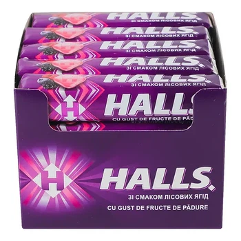 Льодяники Halls зі смаком лісових ягід 20шт.