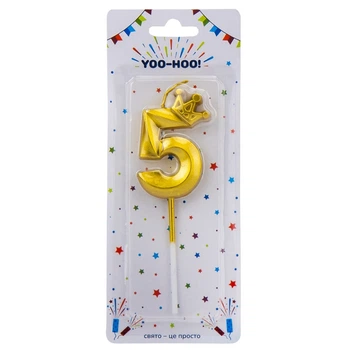Свічка для торта "5", золота, 14.5*13 см YOO-HOO!