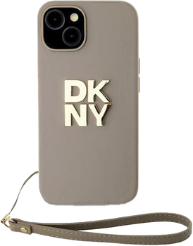 Etui DKNY Wrist Strap Stock Logo do Apple iPhone 13/14/15 Beige (3666339264871)