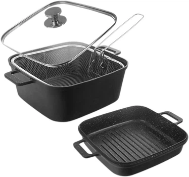 Набір посуду для приготування їжі Orion Grande Сковорода-гриль + Кошик + Каструля з кришкою 4.5 л (8592381206543)