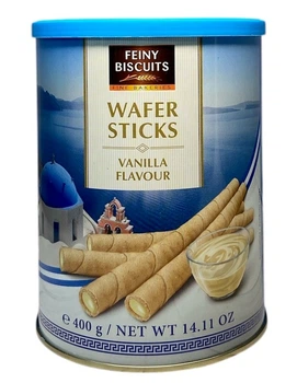 Вафельні трубочки Feiny Biscuits зі смаком ванілі в металевій банці 400 г (60660)